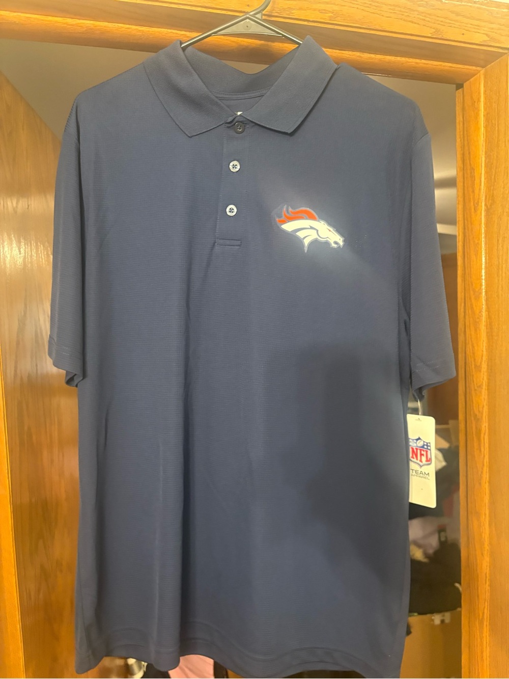 Brand New Men’s L Navy Polo with Broncos Logo